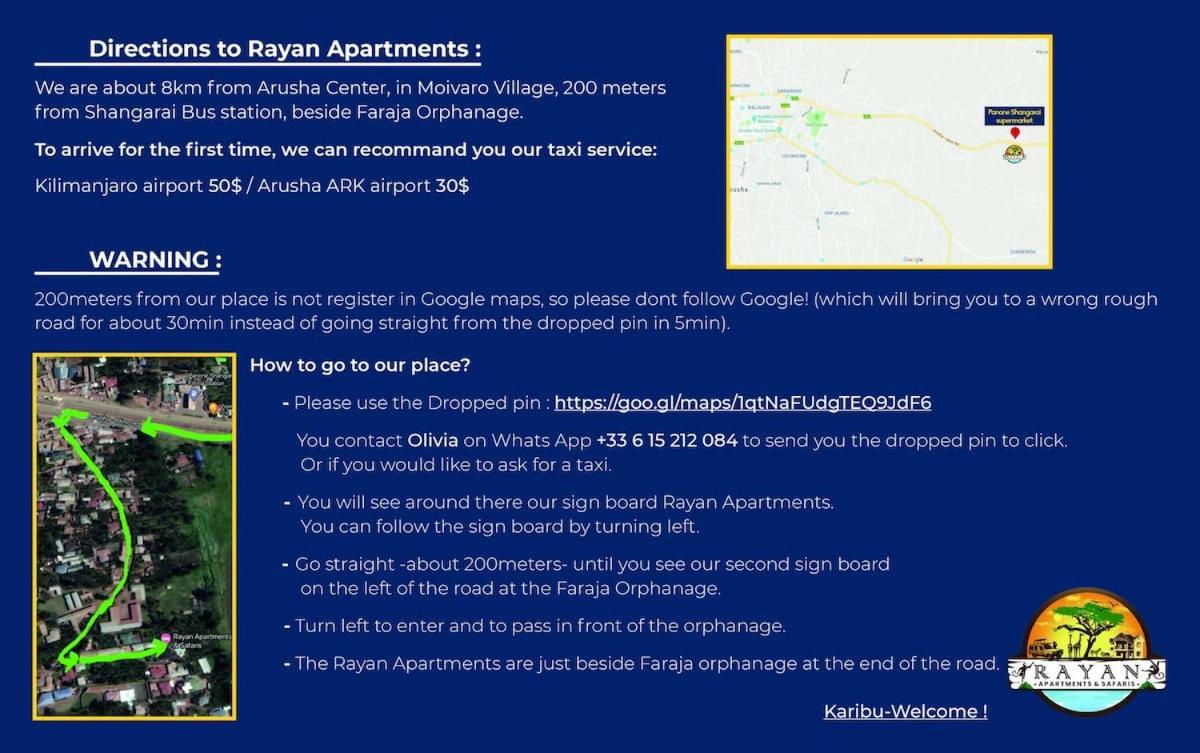 Rayan Apartments & Safaris Arusha Exterior foto